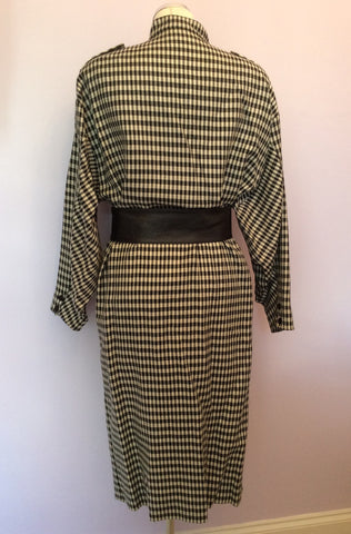 Vintage Jaeger Black & Ivory Check Wool Coat / Dress Size 12 - Whispers Dress Agency - Womens Vintage - 2