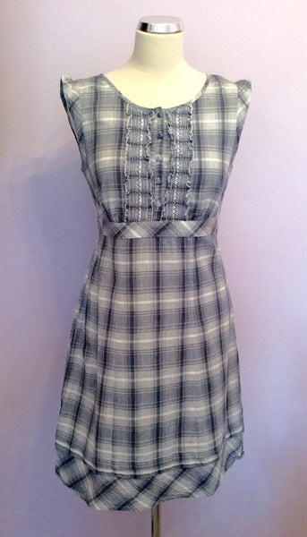 Monsoon Blue & White Check Cotton Summer Dress Size 12 - Whispers Dress Agency - Sold - 1