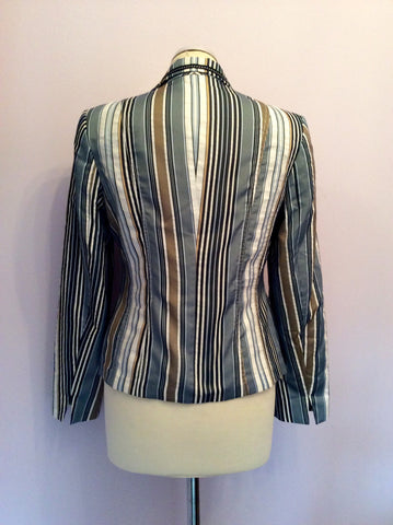 Gerry Weber Blue, White & Gold Striped Jacket Size 10 - Whispers Dress Agency - Sold - 3