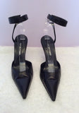 Sergio Rossi Black Leather Wrap Around Leg Heels Size 5/38 - Whispers Dress Agency - Womens Heels - 2