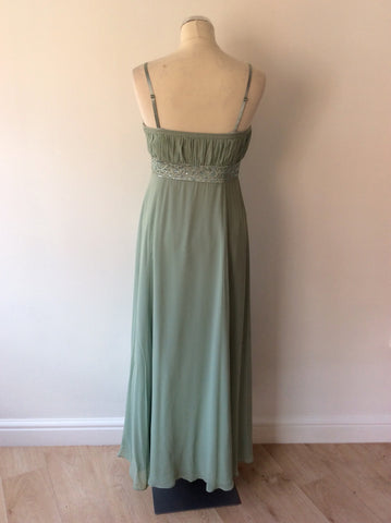 JOHN LEWIS PALE GREEN SILK STRAPPY/STRAPLESS MAXI DRESS SIZE 12 - Whispers Dress Agency - Sold - 4