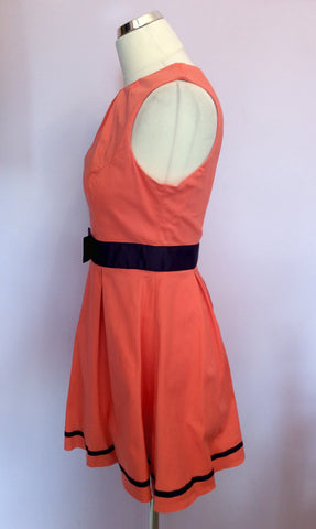 Amy Childs Orange & Blue Trim Cotton Skater Dress Size 14 - Whispers Dress Agency - Sold - 2