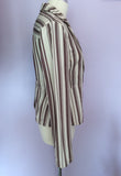 Armani Jeans Cream & Brown Stripe Jacket Size 14 - Whispers Dress Agency - Womens Coats & Jackets - 2