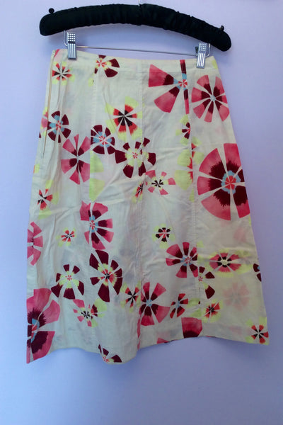 Liberty Cream Print Cotton Skirt Size 10 - Whispers Dress Agency - Womens Skirts - 1