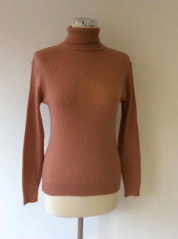 VINTAGE JAEGER APRICOT WOOL POLO NECK JUMPER SIZE 38" UK 14/16 - Whispers Dress Agency - Sold - 1