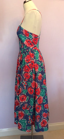 Vintage Laura Ashley Blue Floral Print Cotton Dress Size 12 Fit 10 - Whispers Dress Agency - Sold - 2