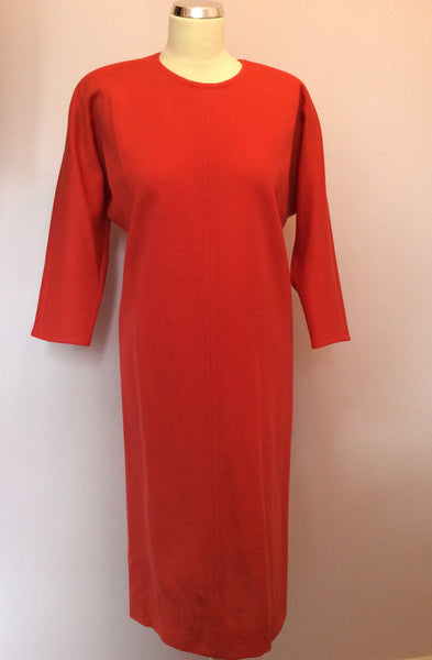 Vintage Jaeger Coral Red Wool Dress Size 10 - Whispers Dress Agency - Womens Vintage - 1