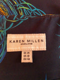 Karen Millen Dark Blue Peacock Print Dress Size 14 - Whispers Dress Agency - Sold - 5