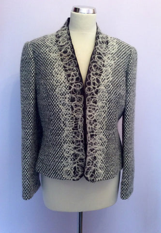 Minuet Dark Grey & Ivory Weave Wool & Alpaca Blend Jacket Size 14 - Whispers Dress Agency - Sold - 1