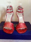 Brand New Stuart Weitzman Coral Pink & Gold Heel Sandals Size 5/38 - Whispers Dress Agency - Womens Sandals - 3