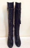 Kurt Geiger Black Leather Knee High Boots Size 3.5/36 - Whispers Dress Agency - Womens Boots - 3