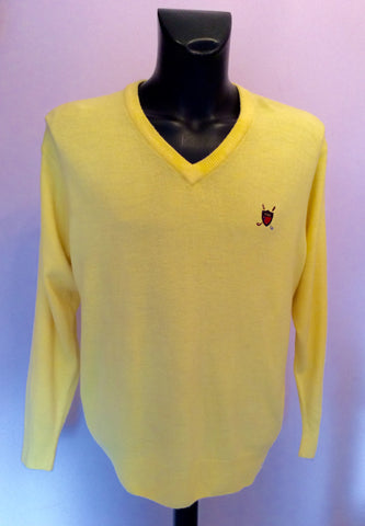 Polo Yellow Cashmere V Neck Jumper Size XL - Whispers Dress Agency - Sold - 1