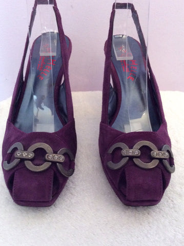 Sachelle Couture Dark Purple Suede Slingback Heels Size 4/37 - Whispers Dress Agency - Womens Heels - 2