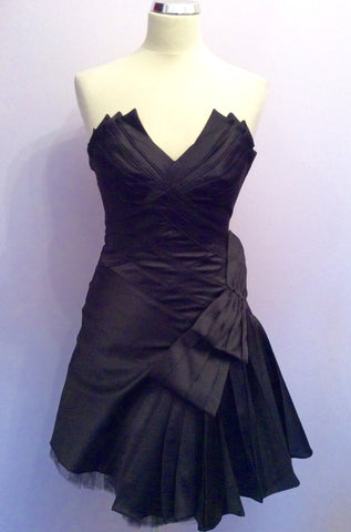 Karen Millen Black Strapless Cocktail Dress Size 8 - Whispers Dress Agency - Womens Dresses - 1