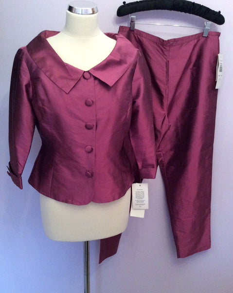 BRAND NEW S.L.B PETITE MAUVE SILK JACKET & CROP TROUSERS SUIT SIZE 10/12 - Whispers Dress Agency - Womens Suits & Tailoring - 1