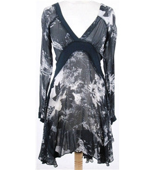 All Saints Charcoal Grey Silk Print Dress Size M - Whispers Dress Agency - Womens Dresses - 2