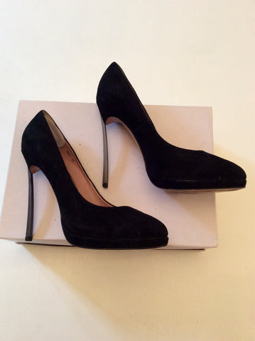 DANIEL BLACK SUEDE HIGH METAL STILETTO HEELS SIZE 5/38 - Whispers Dress Agency - Womens Heels - 3