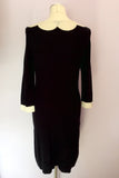 Hobbs Black & White Trim Knit Dress Size 12 - Whispers Dress Agency - Sold - 3