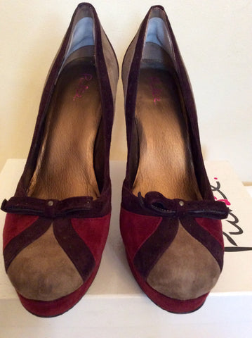 Pulse Mystic Burgundy, Brown & Beige Suede Heels Size 7/40 - Whispers Dress Agency - Womens Heels - 4