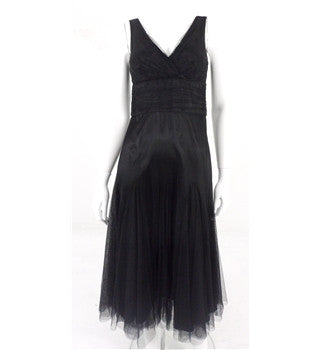 Monsoon black net overlay evening dress size 8 - Whispers Dress Agency - Womens Dresses