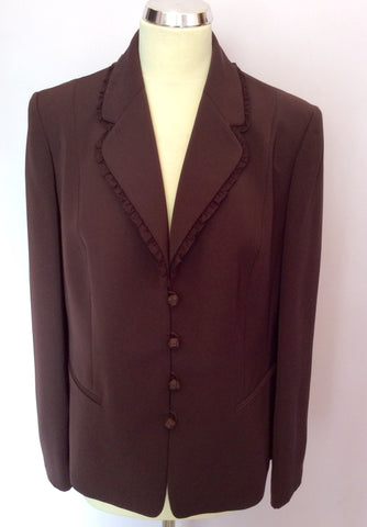 Jacques Vert Brown Jacket & Floral Skirt & Scarf Suit Size 14 - Whispers Dress Agency - Sold - 3