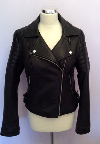 Reiss Black Soft Leather 'Topaz' Biker Jacket Size M - Whispers Dress Agency - Sold - 8