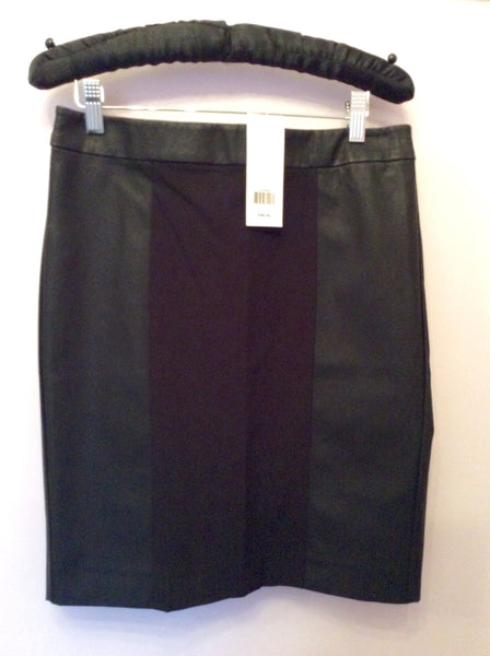 Brand New French Connection Black & Faux Leather Trim Pencil Skirt Size 8 - Whispers Dress Agency - Womens Skirts - 1