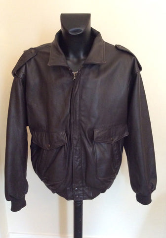 The Pilot Dark Brown Leather Pilot Jacket Size 54 UK 44" - Whispers Dress Agency - Mens Coats & Jackets - 1