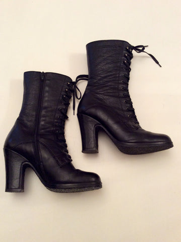 Office Black Lace Up Calf Length Boots Size 5/38 - Whispers Dress Agency - Sold - 1