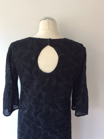 FRENCH CONNECTION BLACK & SILVER EMBROIDERED DRESS SIZE 8 - Whispers Dress Agency - Womens Dresses - 7