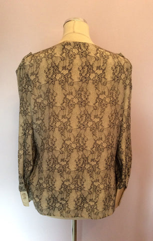 Brand New Reiss Cream & Black Lace Print Silk Blouse Size 14 - Whispers Dress Agency - Sold - 3