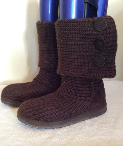 Ugg Brown Knit Calf Length Boots Size 6.5/39 - Whispers Dress Agency - Womens Boots - 3