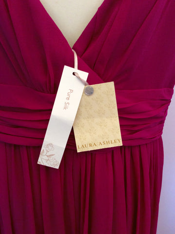Brand New Laura Ashley Dark Pink Silk Maxi Dress Size 16 - Whispers Dress Agency - Sold - 5