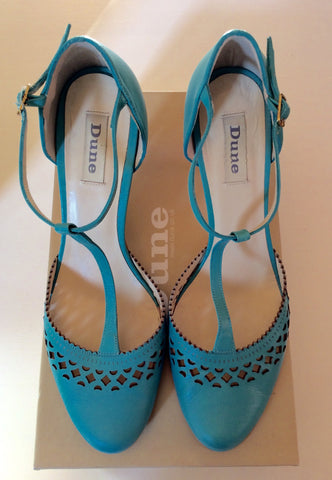 Dune Turquoise T Bar Leather Heels Size 6/39 - Whispers Dress Agency - Sold - 1