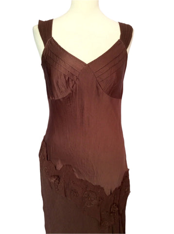Monsoon Brown Silk Dress Size 10 - Whispers Dress Agency - Womens Dresses - 2