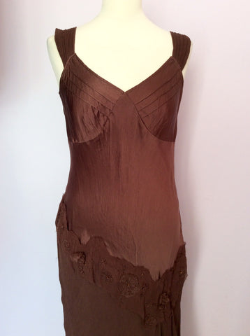 Monsoon Brown Silk Dress Size 10 - Whispers Dress Agency - Womens Dresses - 2