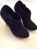 CARVELA BLACK SUEDE BUCKLE TRIM SHOE BOOTS SIZE 6/39 - Whispers Dress Agency - Womens Heels - 4