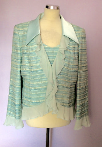 Presen De Luxe Light Mint Green Jacket,Top & Skirt Suit Size 20 - Whispers Dress Agency - Sold - 2