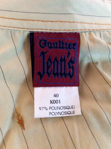 Gaultier Jeans Buttermilk Pinstripe Crop Jacket Size 40 UK 12 - Whispers Dress Agency - Sold - 4