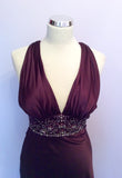 Dynasty Deep Plum Satin Long Evening Dress Size 8 - Whispers Dress Agency - Womens Eveningwear - 2