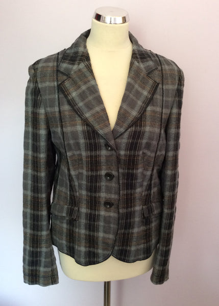 Marc Aurel Brown, Grey & Black Check Jacket Size 40 UK 12 - Whispers Dress Agency - Womens Coats & Jackets - 1
