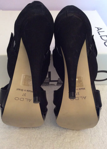 Brand New Aldo Black Suede & Patent Leather Peeptoe Heels Size 4/37 - Whispers Dress Agency - Sold - 5