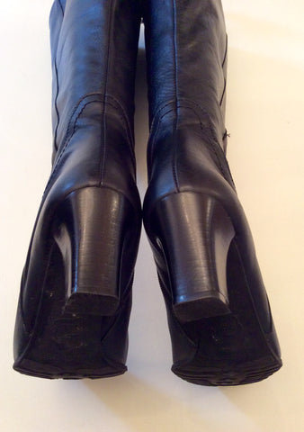 MODABELLA BLACK LEATHER KNEE LENGTH BOOTS SIZE 5/38 - Whispers Dress Agency - Womens Boots - 4