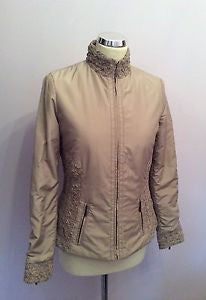 Zara Woman Beige Ruching Trim Zip Up Jacket Size S - Whispers Dress Agency - Womens Coats & Jackets - 1