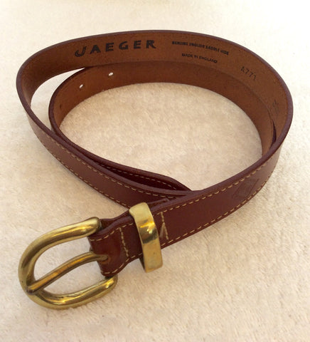 Vintage Jaeger Brown Thin Leather 1 Inch Belt - Whispers Dress Agency - Sold