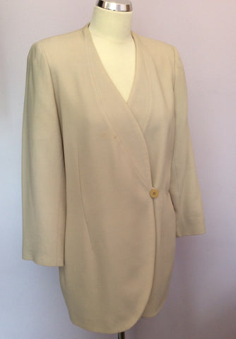 MANI CREAM WOOL JACKET & WRAP SKIRT SUIT SIZE 14 - Whispers Dress Agency - Womens Suits & Tailoring - 2