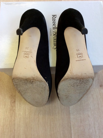 RUSSELL & BROMLEY BLACK SUEDE PLATFORM HEELS SIZE 6/39 - Whispers Dress Agency - Sold - 6