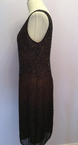 Monsoon Twilight Black Beaded & Sequinned Silk Dress Size 14 - Whispers Dress Agency - Womens Dresses - 3