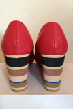 Brand New Red Level Red Peeptoe Striped Wedge Heels Size 7/40 - Whispers Dress Agency - Womens Wedges - 4
