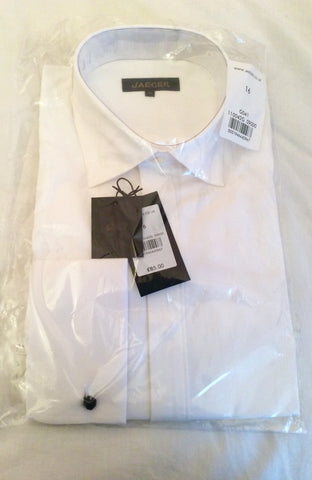Brand New Jaeger White Dress Double Cuff Shirt Size 16" - Whispers Dress Agency - Mens Formal Shirts - 1